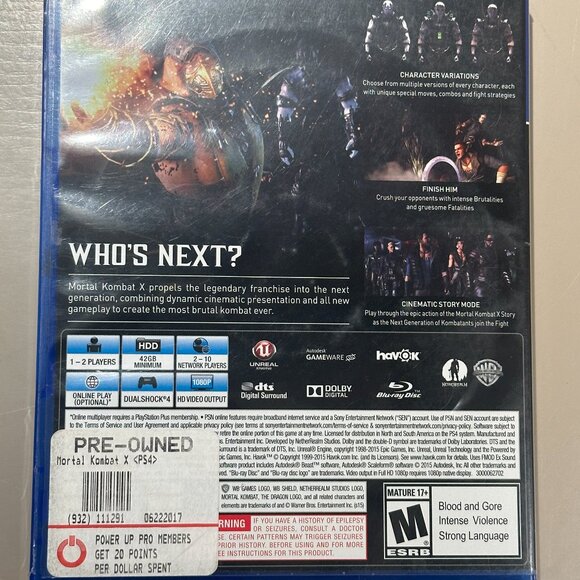 GREAT DEAL! Barely used MORTAL KOMBAT X for PS4 - Playstation game disc! - Picture 3 of 3